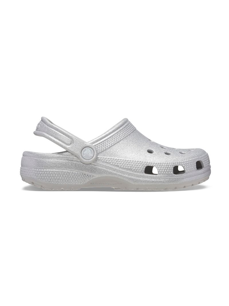 Zueco-Classic-Glitter-Plateado-Crocs