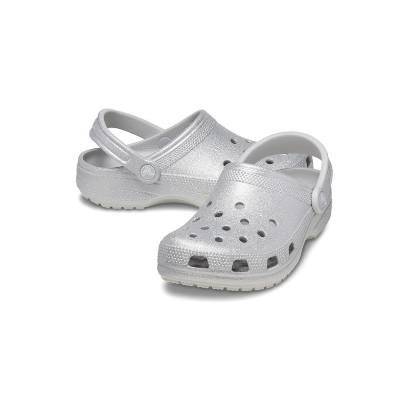 Zueco-Classic-Glitter-Plateado-Crocs