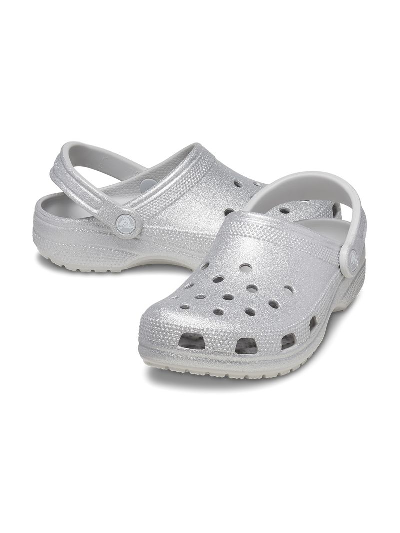 Zueco-Classic-Glitter-Plateado-Crocs