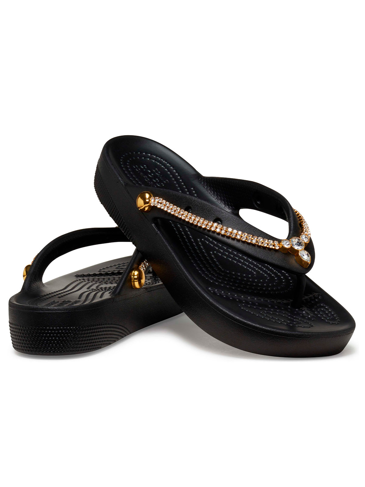 Sandalia Mujer Classic Platform Tiara Flip Negro Crocs