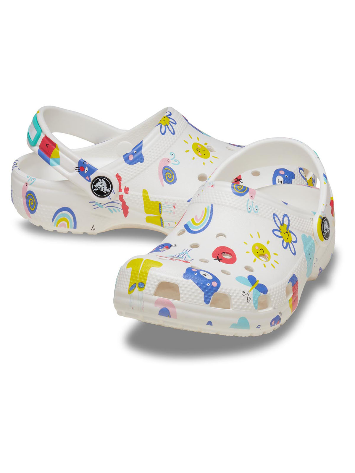 Zueco Niños Doodle Print Clog Blanco Crocs