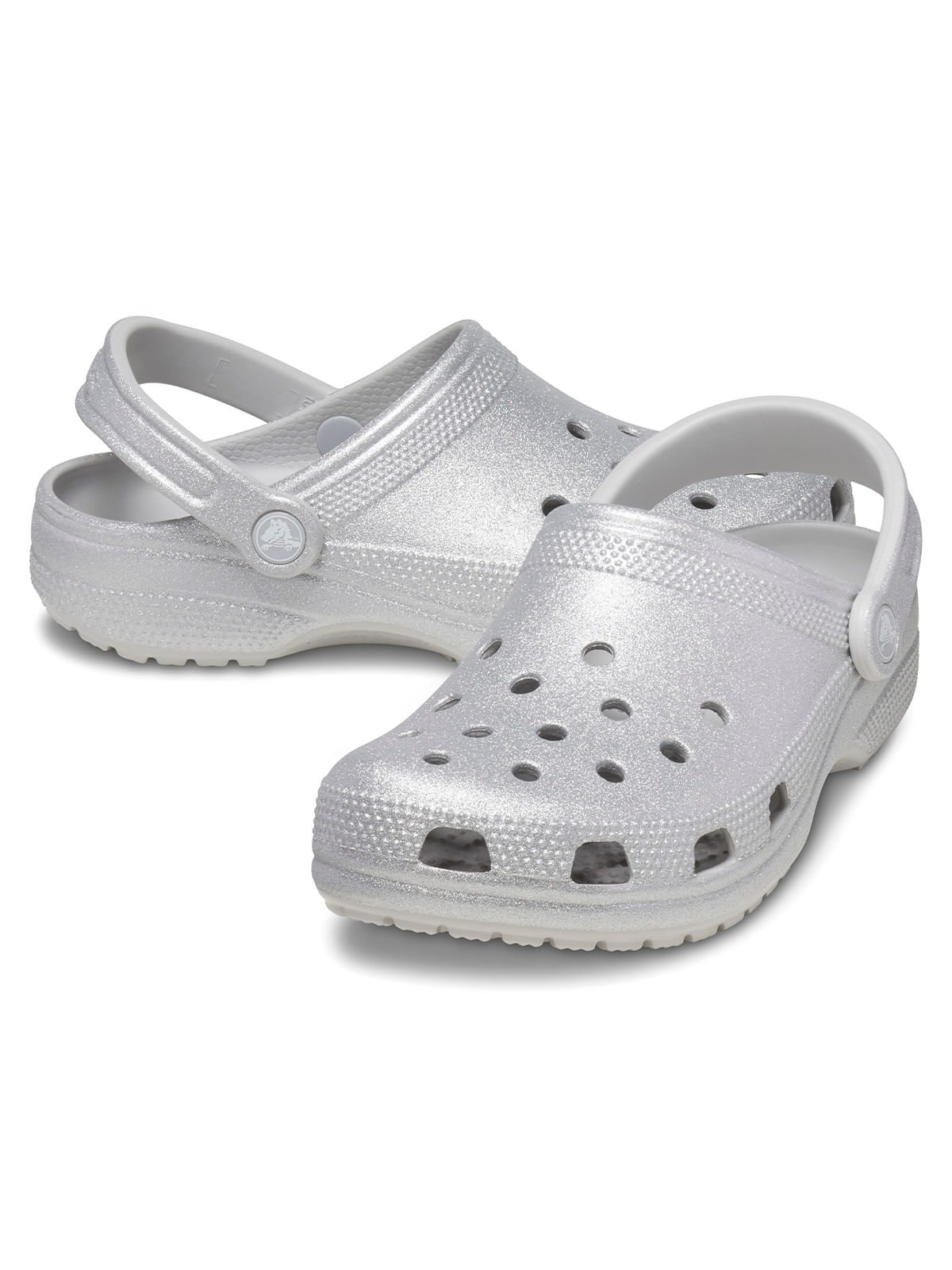 Zueco Mujer Classic Glitter Plateado Crocs
