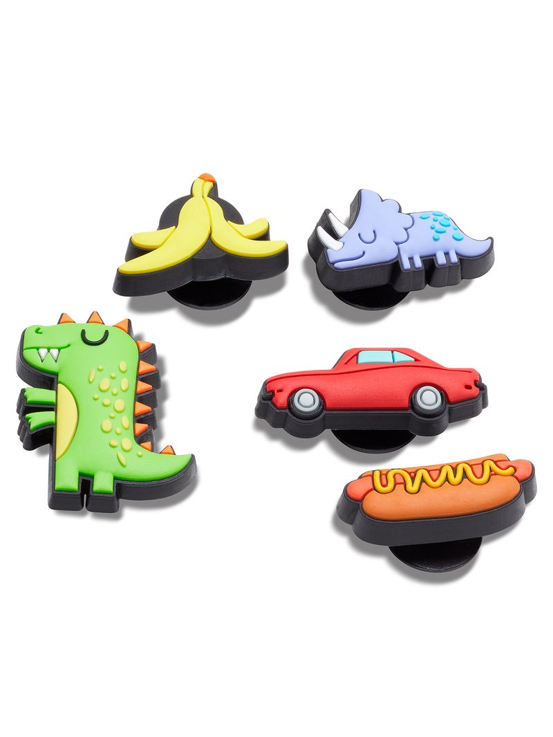 Jibbitz-Dinosaurios-y-Diversion-Pack-de-5-Multicolor-Crocs