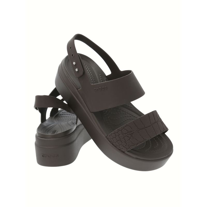 Sandalia Mujer Brooklyn Croco Wedge Café Crocs
