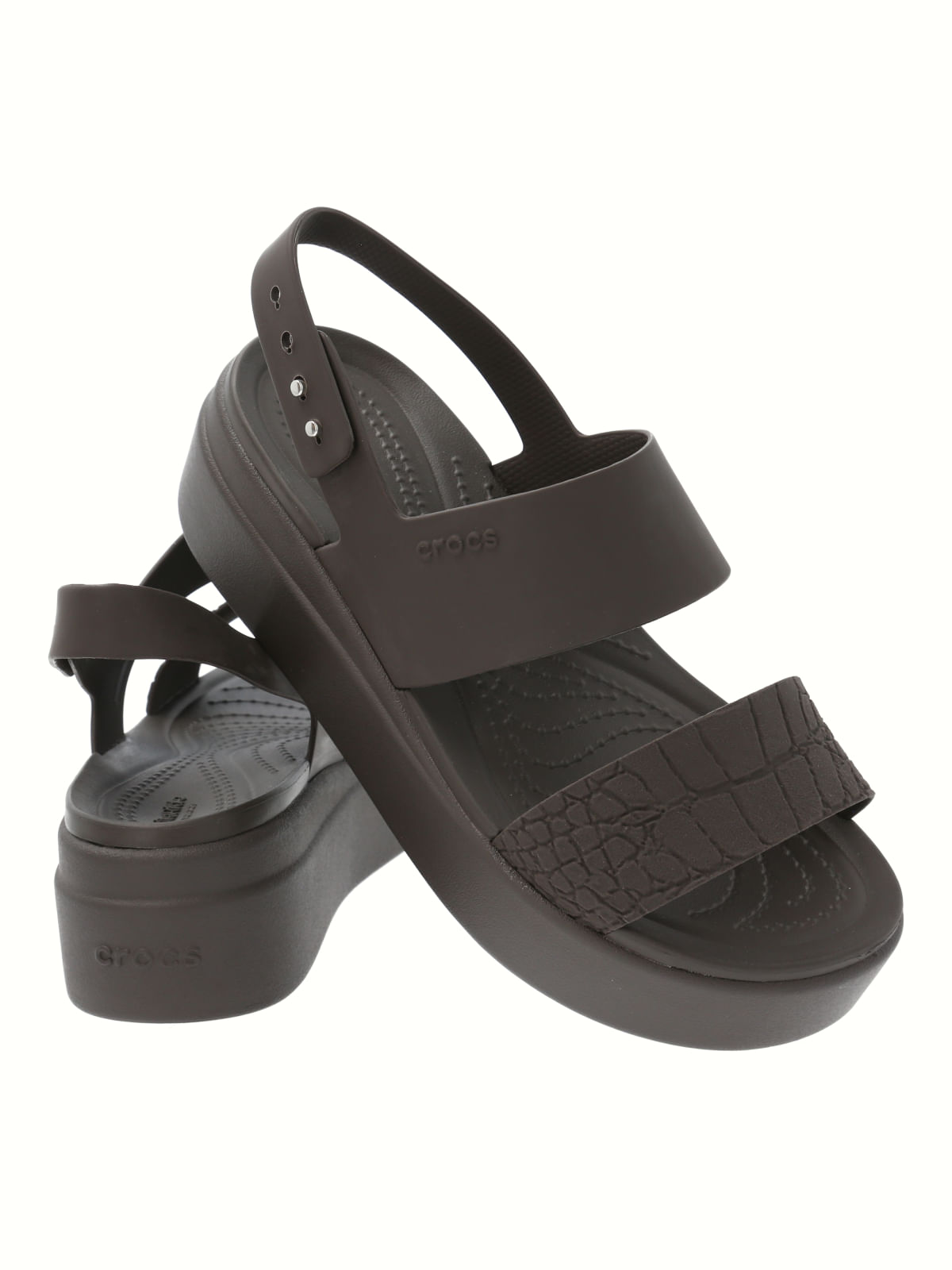Sandalia Mujer Brooklyn Croco Wedge Café Crocs