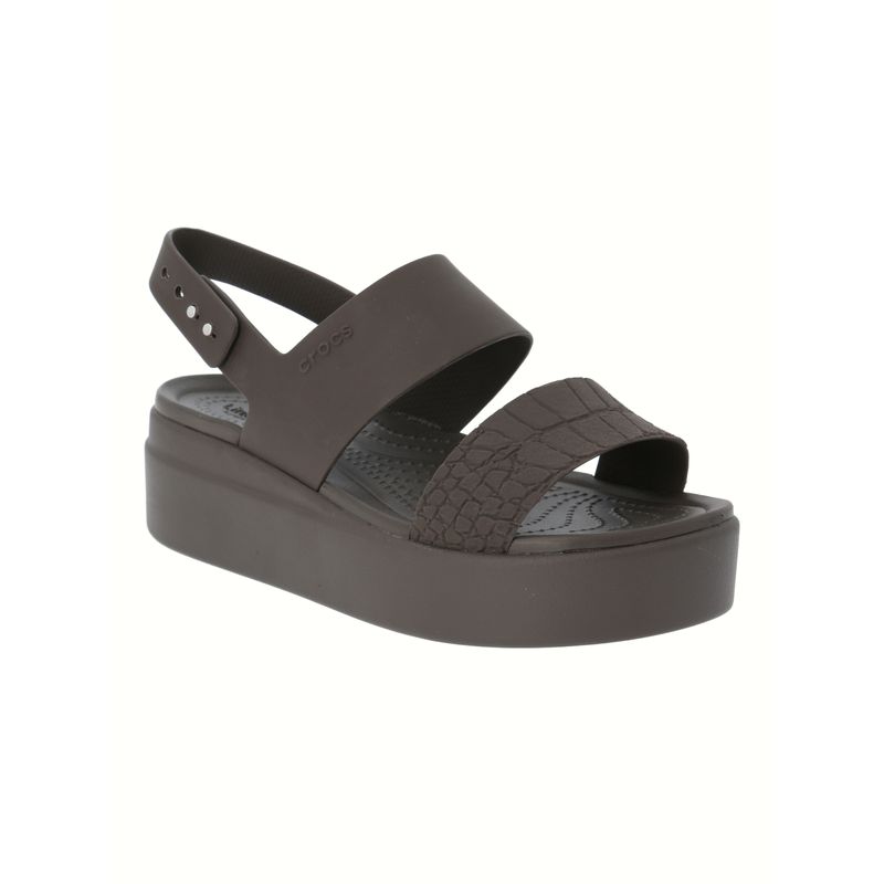 Sandalia Mujer Brooklyn Croco Wedge Café Crocs