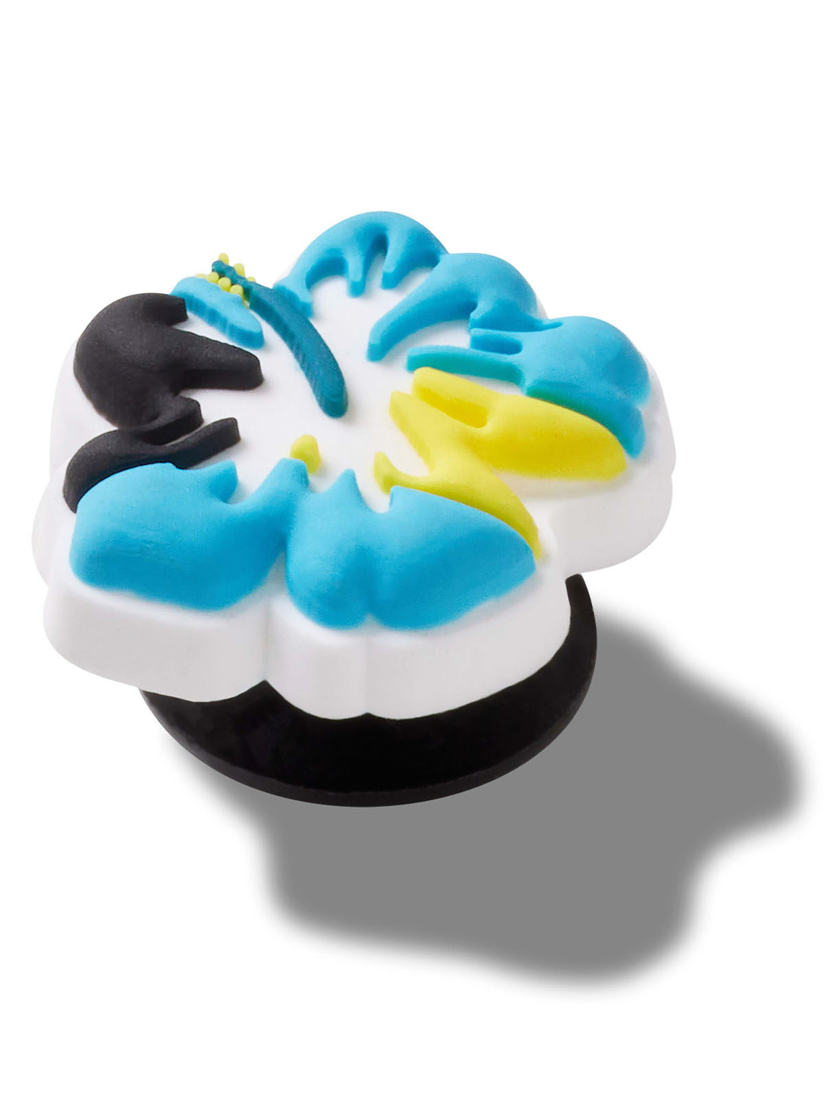 Jibbitz Flor Hibisco Colorido Celeste Crocs