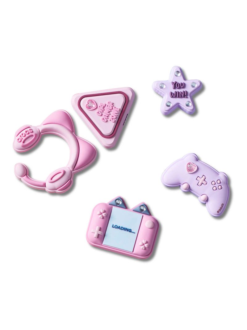 Jibbitz-Gamer-Chica-Pack-5-Blanco-Crocs