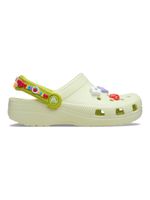 Zueco-Niños-Pequeños-Classic-Verde-Claro-Flores-Crocs