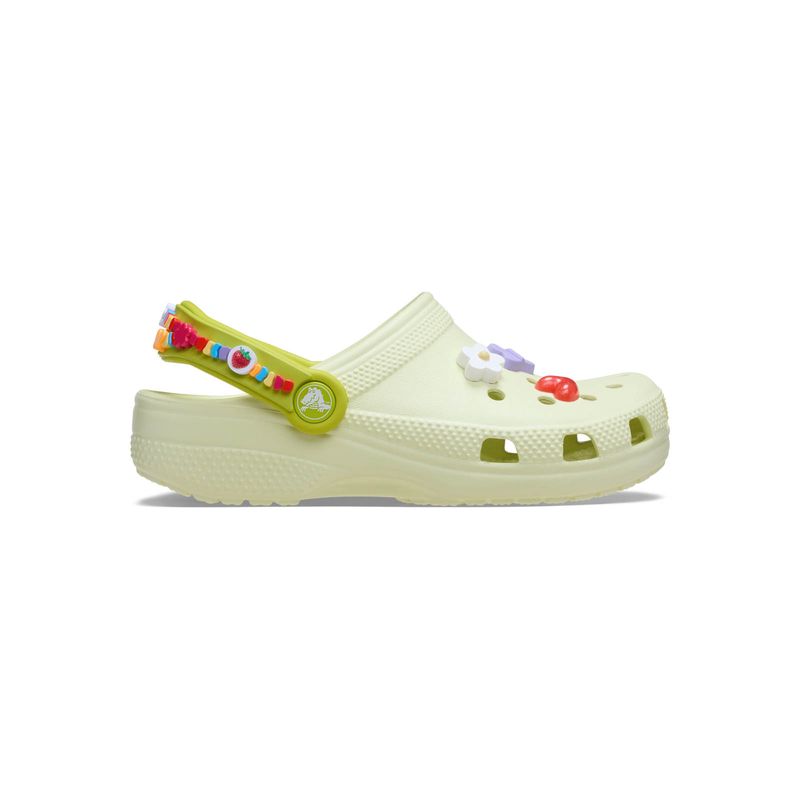 Zueco Niños Pequeños Classic Verde Claro Flores Crocs