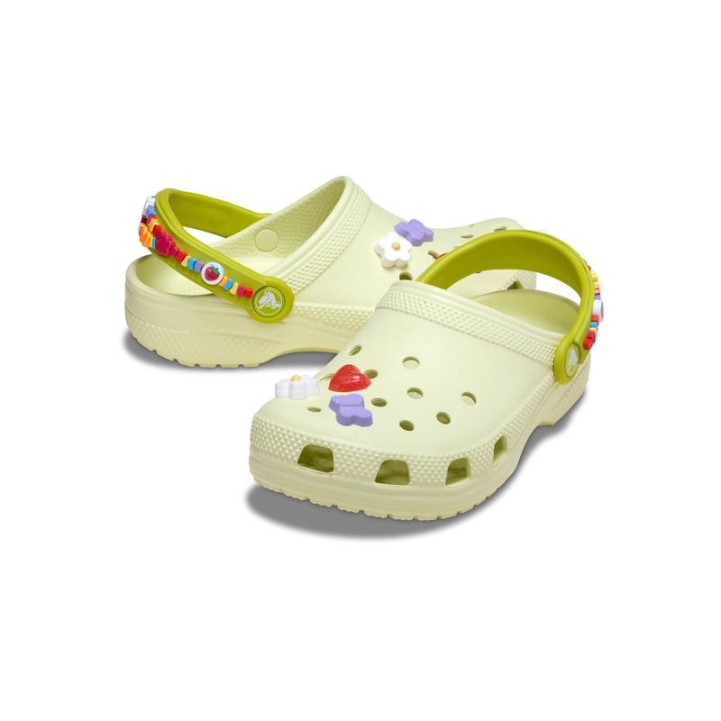 Zueco Niños Pequeños Classic Verde Claro Flores Crocs