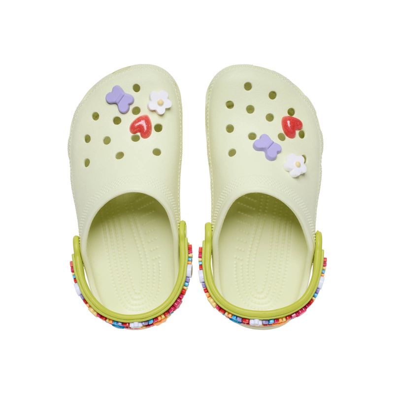 Zueco Niños Pequeños Classic Verde Claro Flores Crocs
