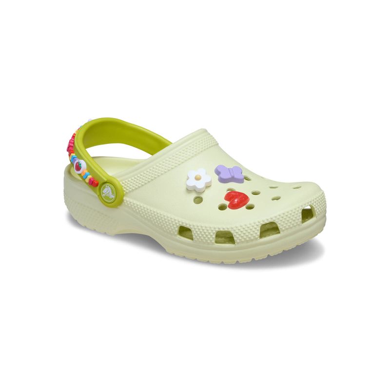 Zueco Niños Pequeños Classic Verde Claro Flores Crocs