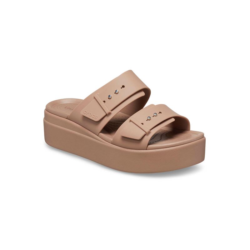 Sandalia Mujer Plataforma Brooklyn Buckle Café Crocs