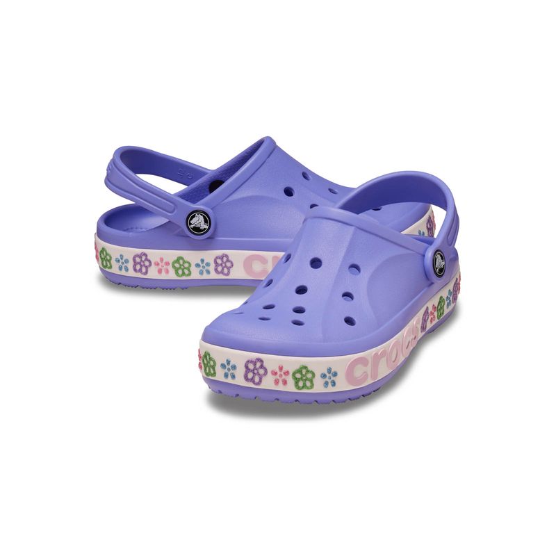 Zueco Niños Grandes Bayaband Flores Morado Crocs
