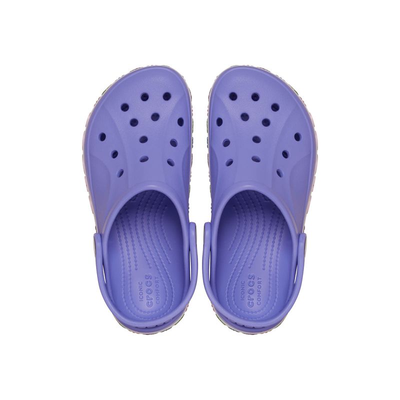 Zueco Niños Grandes Bayaband Flores Morado Crocs