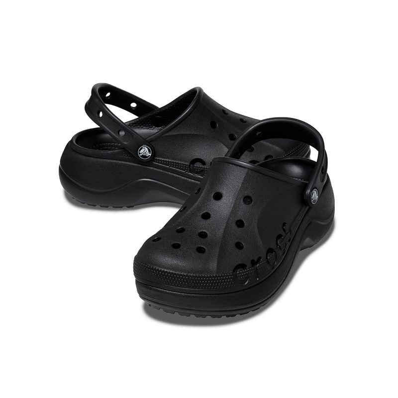 Zueco Mujer Baya Plataforma Clog Negro Crocs
