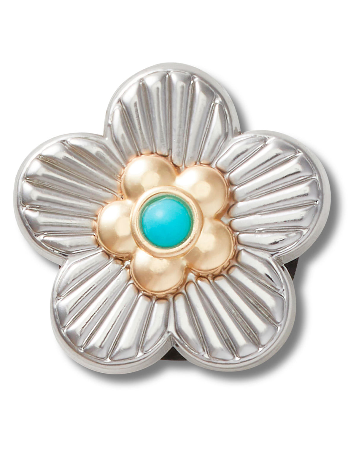 Jibbitz Flor Turquesa Plateada Crocs