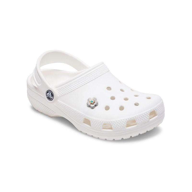Jibbitz Flor Turquesa Plateada Crocs