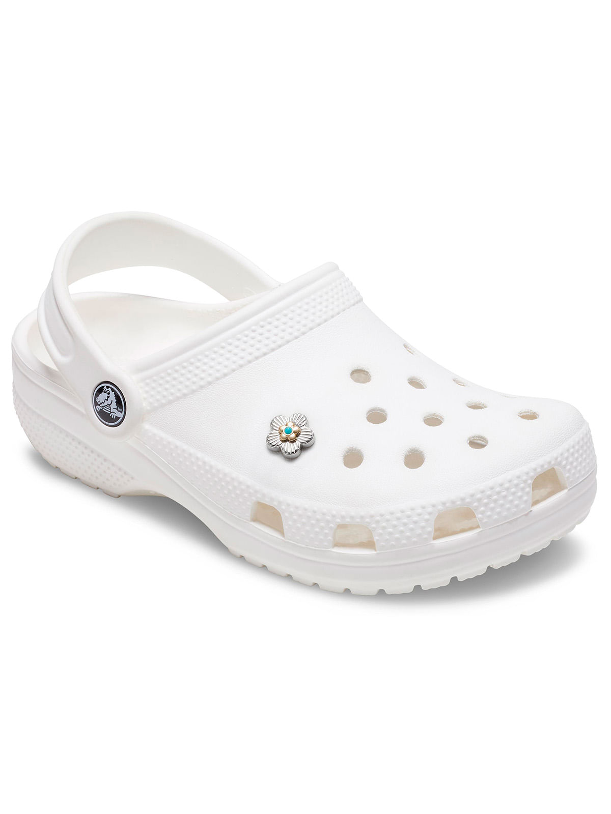 Jibbitz Flor Turquesa Plateada Crocs