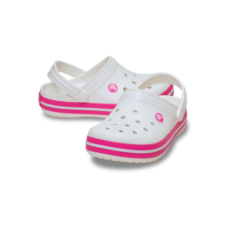 Zueco Niños Grandes Crocband Clog Blanco y Rosa Crocs