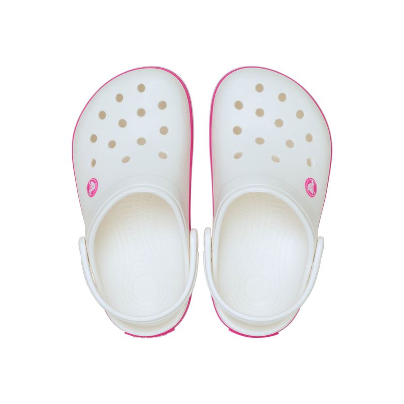 Zueco Niños Grandes Crocband Clog Blanco y Rosa Crocs
