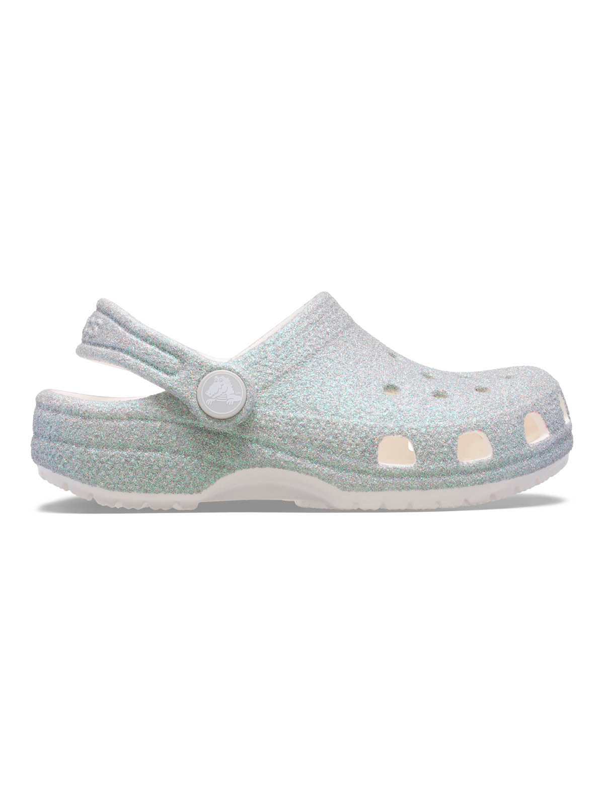 Zueco Niños Grandes Classic Clog Glitter Plateado Crocs