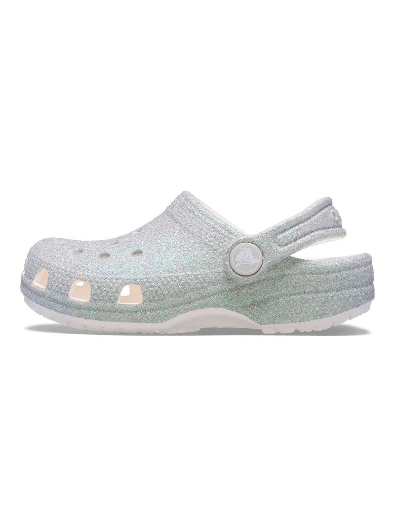 Zueco-Niños-Grandes-Classic-Clog-Glitter-Plateado-Crocs