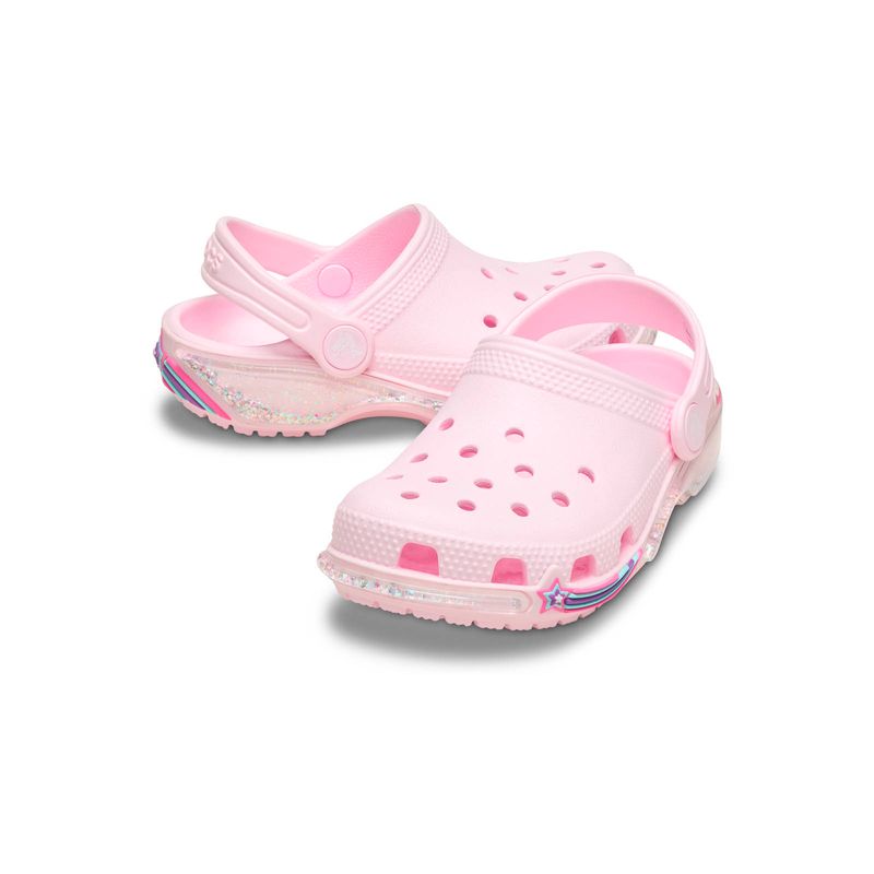 Zueco Niños Grandes Classic Clog Glitter Rosa Crocs