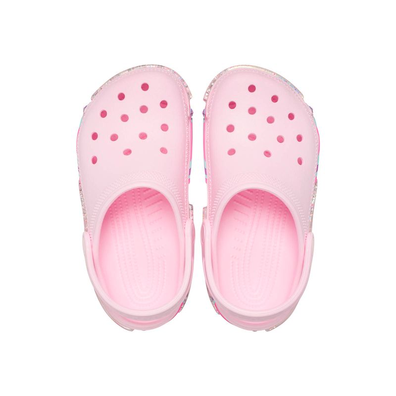Zueco Niños Grandes Classic Clog Glitter Rosa Crocs