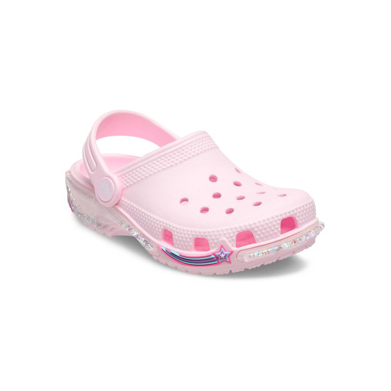 Zueco Niños Grandes Classic Clog Glitter Rosa Crocs