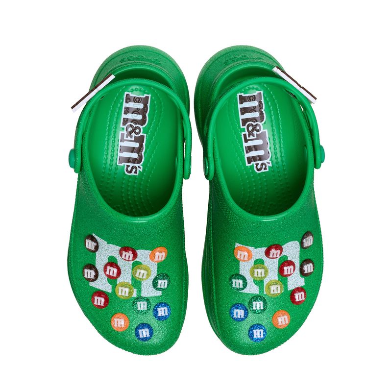 Zueco Mujer Bae Clog M&Ms Verde Glitter Crocs