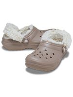 Zueco-Niños-Pequeños-Classic-Fleece-Lined-Cafe-Crocs