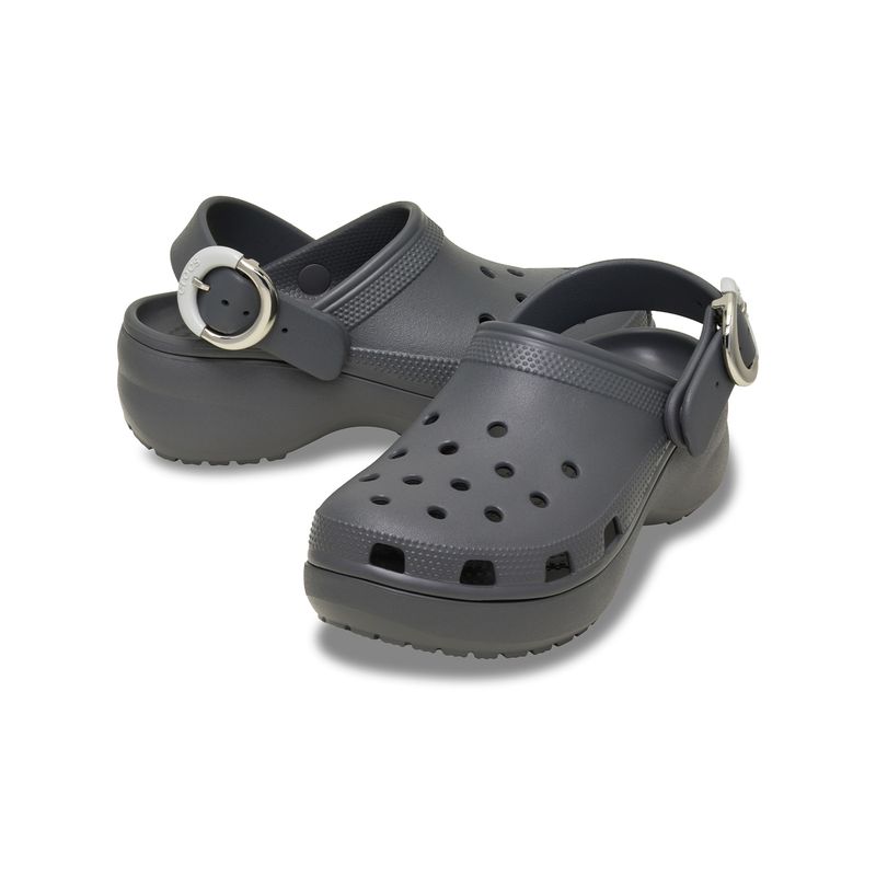 Zueco-Mujer-Classic-Platoform-Buckle-Gris-Oscuro-Crocs