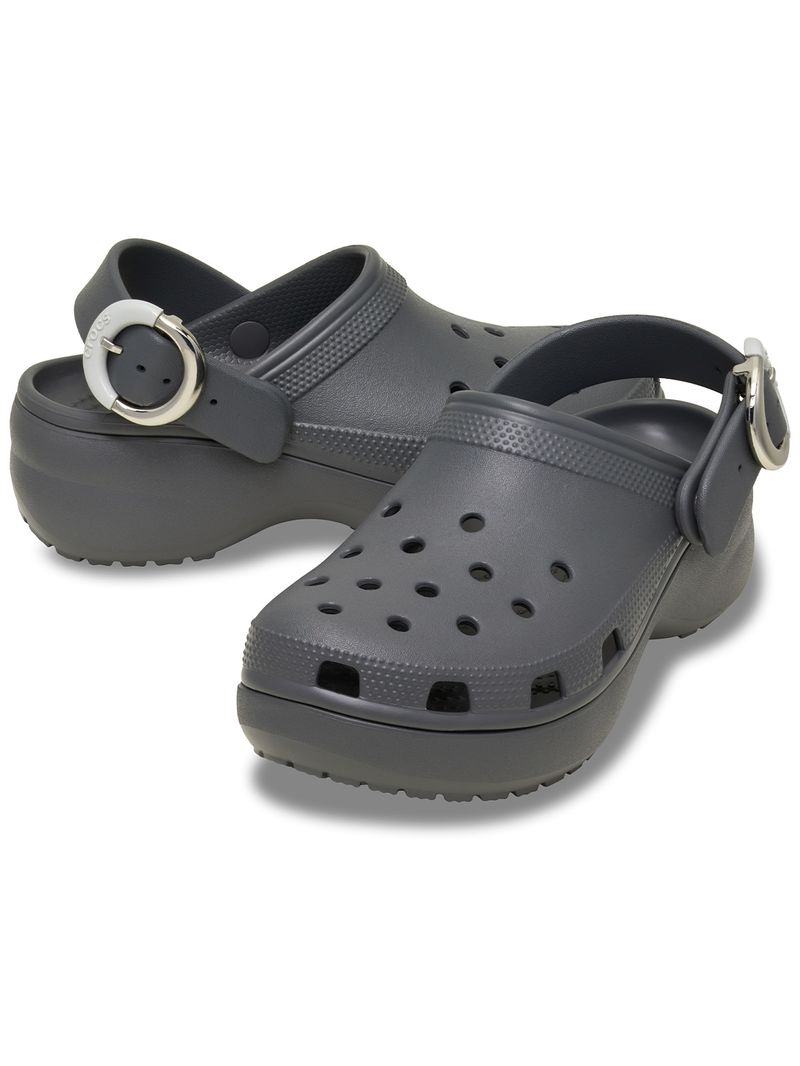 Zueco-Mujer-Classic-Platoform-Buckle-Gris-Oscuro-Crocs